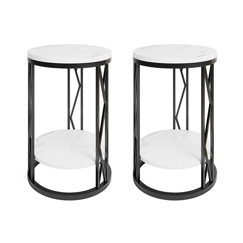 Industrial Bed Nightstand Open Storage Accent Table Nightstand for Bedroom Black White 2 Piece Set Clearhalo 'Bedroom Furniture' 'furn' 'furn_night_stand' 'Furniture' 'night_stand' 'Nightstands' 6421003