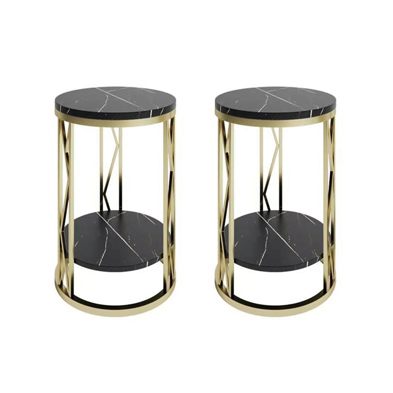 Industrial Bed Nightstand Open Storage Accent Table Nightstand for Bedroom Black-Gold 2 Piece Set Clearhalo 'Bedroom Furniture' 'furn' 'furn_night_stand' 'Furniture' 'night_stand' 'Nightstands' 6421005