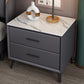 Modern Nightstand Stone Accent Table Nightstand with 2 Drawers Dark Gray 1 Piece Clearhalo 'Bedroom Furniture' 'furn' 'furn_night_stand' 'Furniture' 'night_stand' 'Nightstands' 6421081