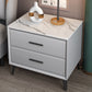 Modern Nightstand Stone Accent Table Nightstand with 2 Drawers Light Gray 1 Piece Clearhalo 'Bedroom Furniture' 'furn' 'furn_night_stand' 'Furniture' 'night_stand' 'Nightstands' 6421084