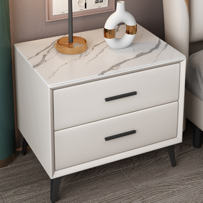Modern Nightstand Stone Accent Table Nightstand with 2 Drawers Clearhalo 'Bedroom Furniture' 'furn' 'furn_night_stand' 'Furniture' 'night_stand' 'Nightstands' 6421085