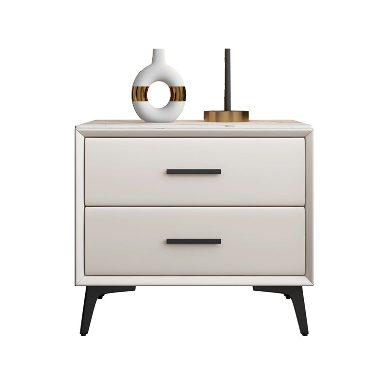 Modern Nightstand Stone Accent Table Nightstand with 2 Drawers Clearhalo 'Bedroom Furniture' 'furn' 'furn_night_stand' 'Furniture' 'night_stand' 'Nightstands' 6421087