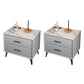 Modern Nightstand Stone Accent Table Nightstand with 2 Drawers Light Gray 2 Piece Set Clearhalo 'Bedroom Furniture' 'furn' 'furn_night_stand' 'Furniture' 'night_stand' 'Nightstands' 6421095