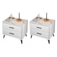 Modern Nightstand Stone Accent Table Nightstand with 2 Drawers White 2 Piece Set Clearhalo 'Bedroom Furniture' 'furn' 'furn_night_stand' 'Furniture' 'night_stand' 'Nightstands' 6421097