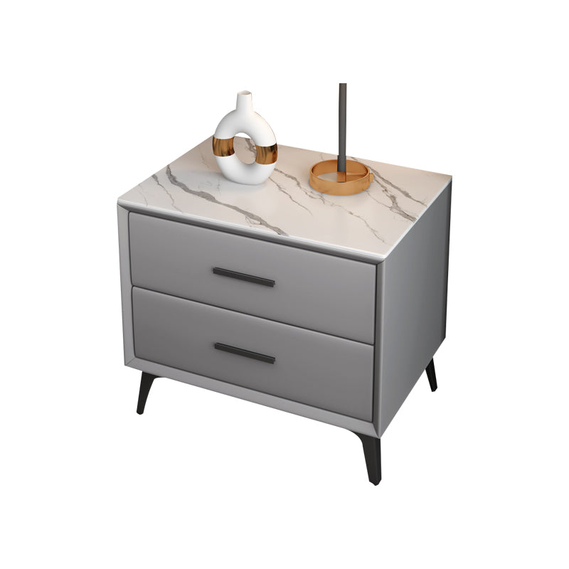 Modern Nightstand Stone Accent Table Nightstand with 2 Drawers Clearhalo 'Bedroom Furniture' 'furn' 'furn_night_stand' 'Furniture' 'night_stand' 'Nightstands' 6421098