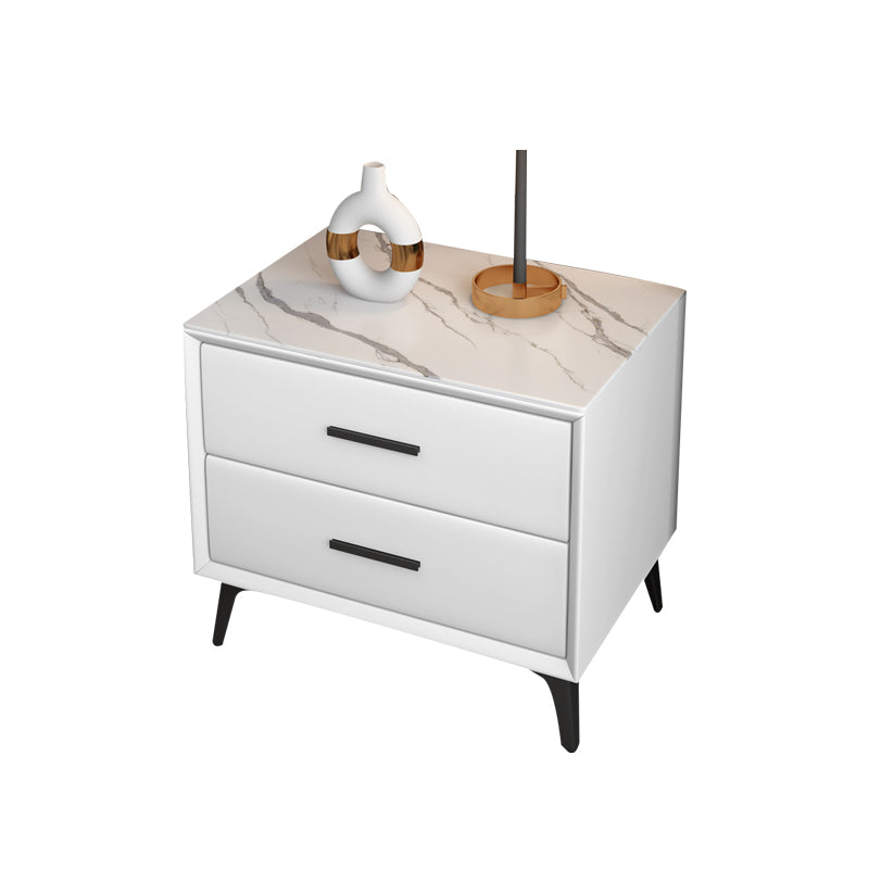 Modern Nightstand Stone Accent Table Nightstand with 2 Drawers Clearhalo 'Bedroom Furniture' 'furn' 'furn_night_stand' 'Furniture' 'night_stand' 'Nightstands' 6421103