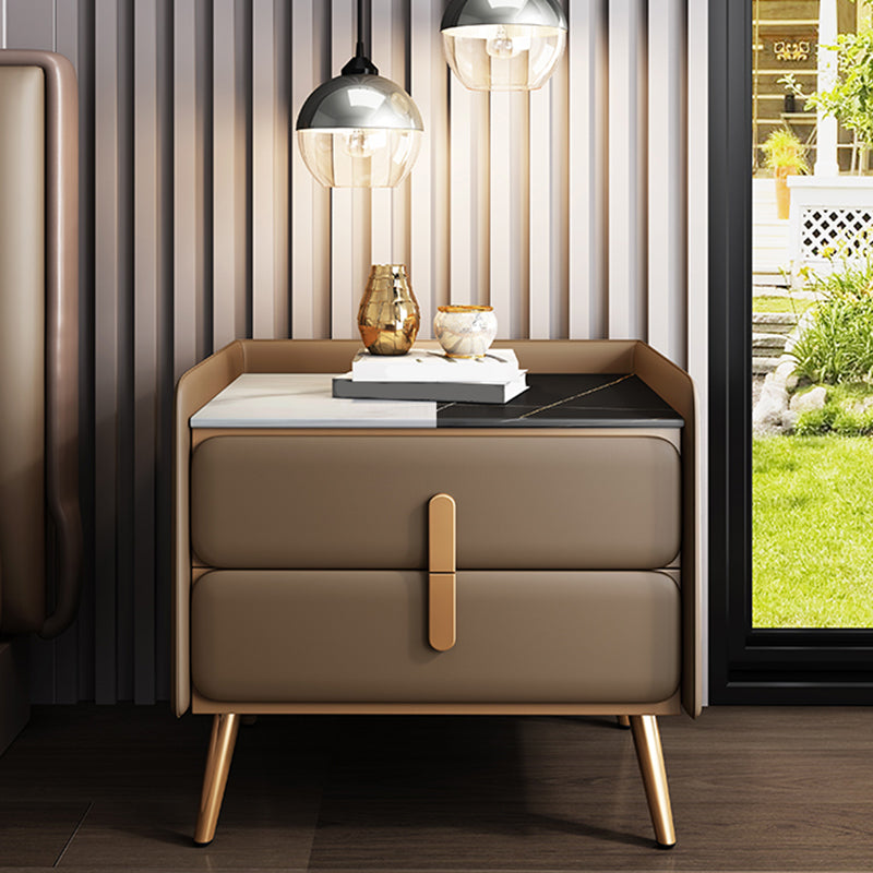 Modern Bedside Cabinet Stone Bed Nightstand with 2 Drawers for Living Room Coffee 1 Piece Clearhalo 'Bedroom Furniture' 'furn' 'furn_night_stand' 'Furniture' 'night_stand' 'Nightstands' 6421145