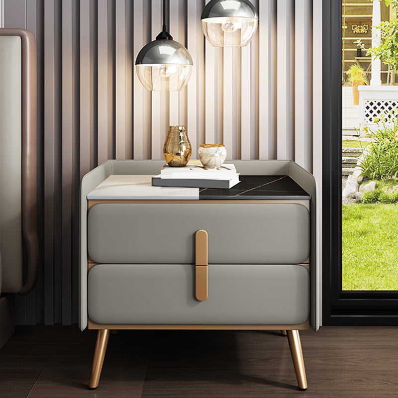 Modern Bedside Cabinet Stone Bed Nightstand with 2 Drawers for Living Room Gray-Blue 1 Piece Clearhalo 'Bedroom Furniture' 'furn' 'furn_night_stand' 'Furniture' 'night_stand' 'Nightstands' 6421148