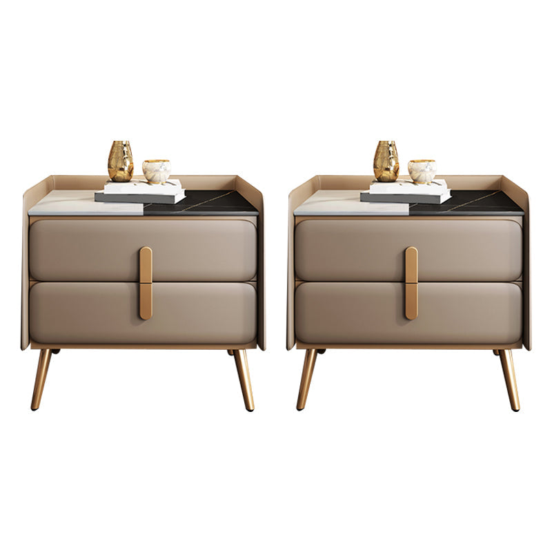 Modern Bedside Cabinet Stone Bed Nightstand with 2 Drawers for Living Room Gray-Pink 2 Piece Set Clearhalo 'Bedroom Furniture' 'furn' 'furn_night_stand' 'Furniture' 'night_stand' 'Nightstands' 6421164