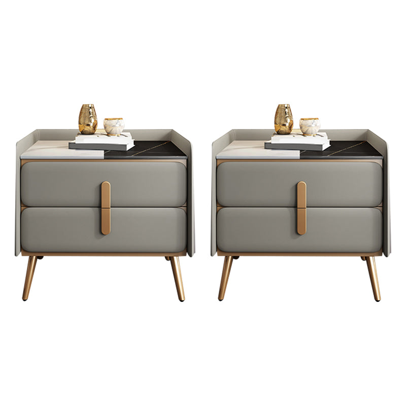 Modern Bedside Cabinet Stone Bed Nightstand with 2 Drawers for Living Room Gray-Blue 2 Piece Set Clearhalo 'Bedroom Furniture' 'furn' 'furn_night_stand' 'Furniture' 'night_stand' 'Nightstands' 6421170