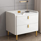 2 Drawers Stone Nightstand Glam Legs Included Bedside Cabinet ,18.5" Tall 18"L x 16"W x 18.5"H White 1 Piece Clearhalo 'Bedroom Furniture' 'furn' 'furn_night_stand' 'Furniture' 'night_stand' 'Nightstands' 6421181