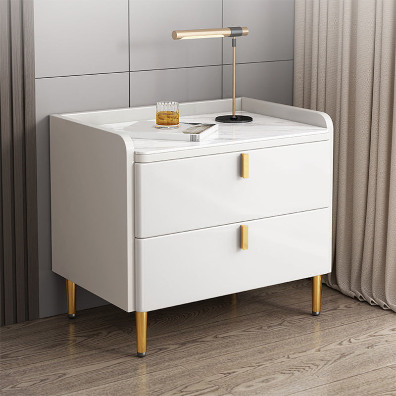 2 Drawers Stone Nightstand Glam Legs Included Bedside Cabinet ,18.5" Tall Clearhalo 'Bedroom Furniture' 'furn' 'furn_night_stand' 'Furniture' 'night_stand' 'Nightstands' 6421183