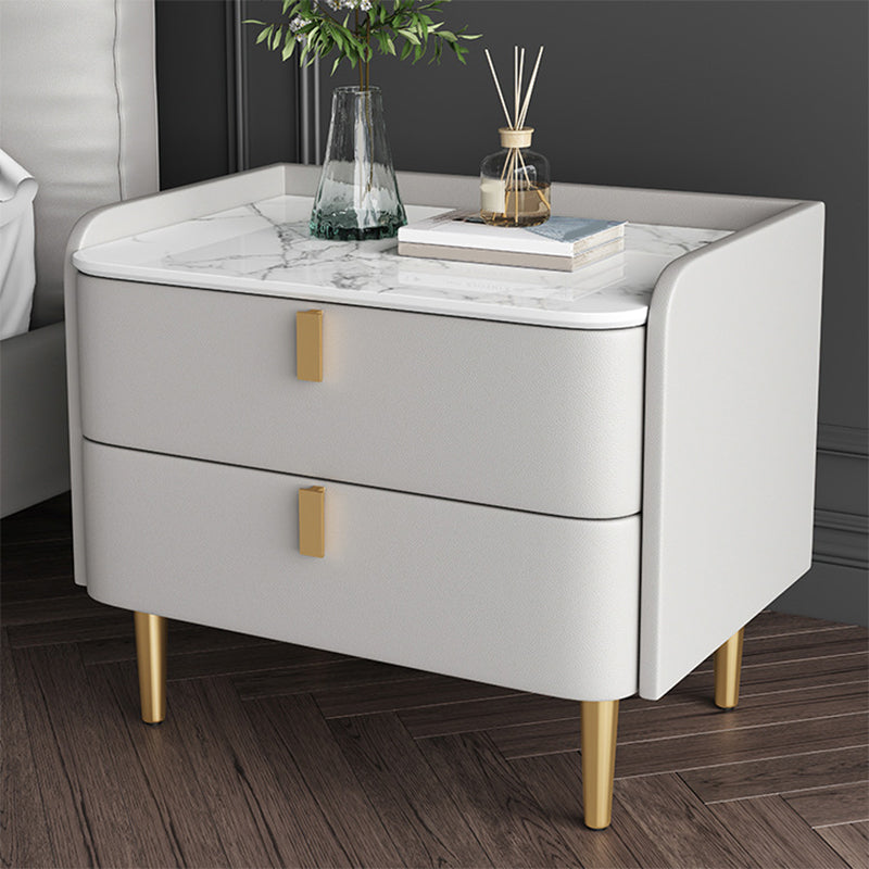2 Drawers Stone Nightstand Glam Legs Included Bedside Cabinet ,18.5" Tall Clearhalo 'Bedroom Furniture' 'furn' 'furn_night_stand' 'Furniture' 'night_stand' 'Nightstands' 6421185
