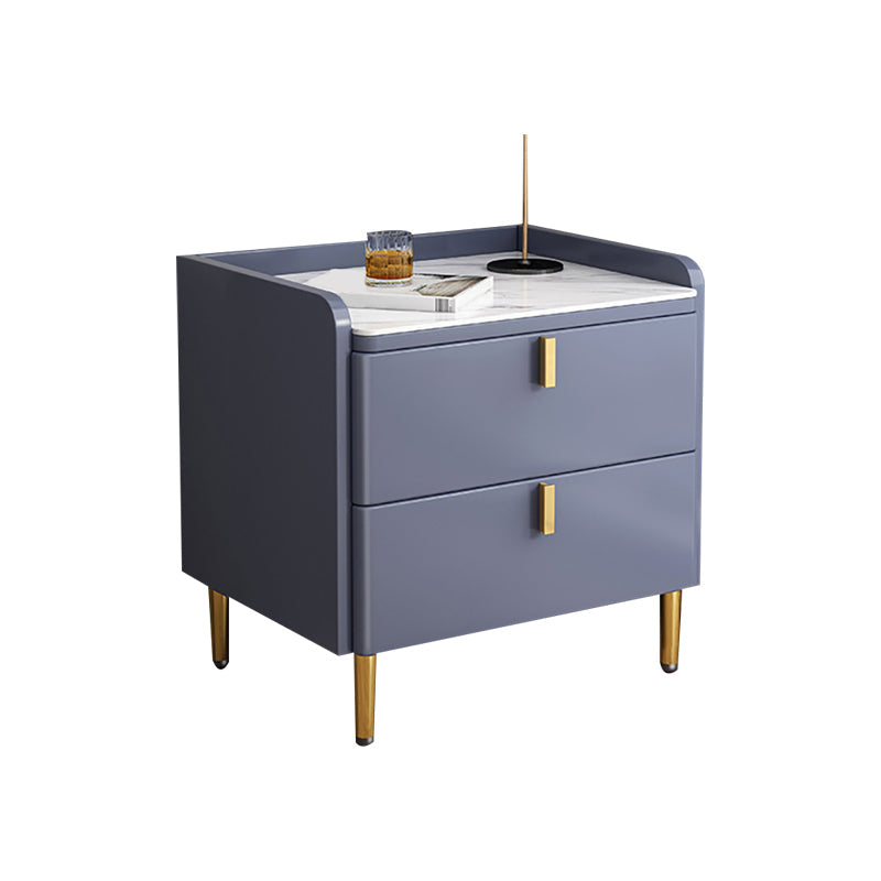 2 Drawers Stone Nightstand Glam Legs Included Bedside Cabinet ,18.5" Tall Clearhalo 'Bedroom Furniture' 'furn' 'furn_night_stand' 'Furniture' 'night_stand' 'Nightstands' 6421187
