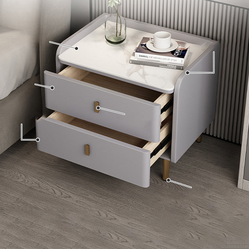 2 Drawers Stone Nightstand Glam Legs Included Bedside Cabinet ,18.5" Tall Clearhalo 'Bedroom Furniture' 'furn' 'furn_night_stand' 'Furniture' 'night_stand' 'Nightstands' 6421189