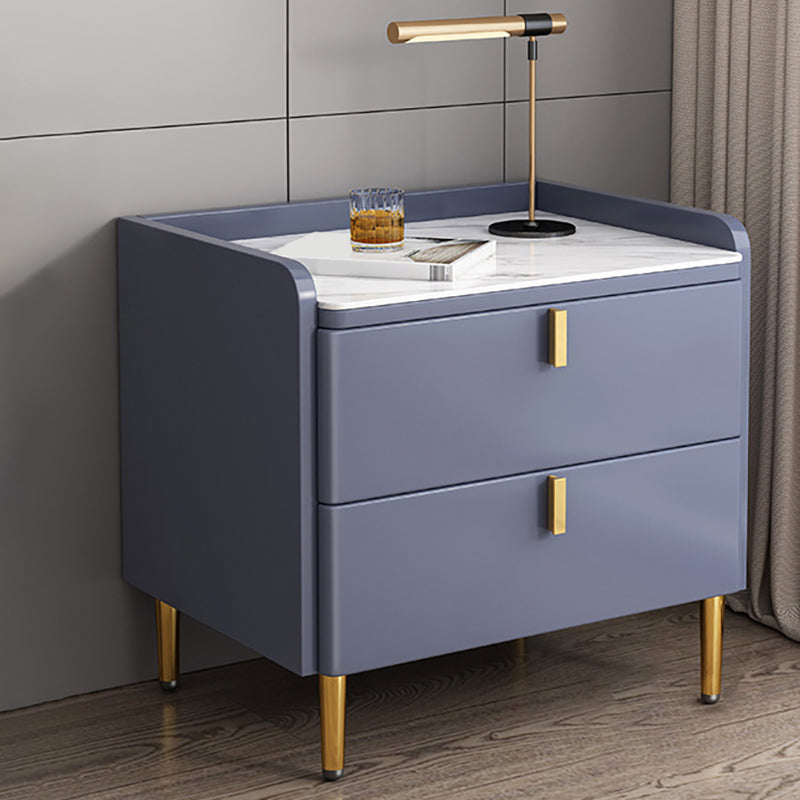 2 Drawers Stone Nightstand Glam Legs Included Bedside Cabinet ,18.5" Tall 18"L x 16"W x 18.5"H Blue 1 Piece Clearhalo 'Bedroom Furniture' 'furn' 'furn_night_stand' 'Furniture' 'night_stand' 'Nightstands' 6421194