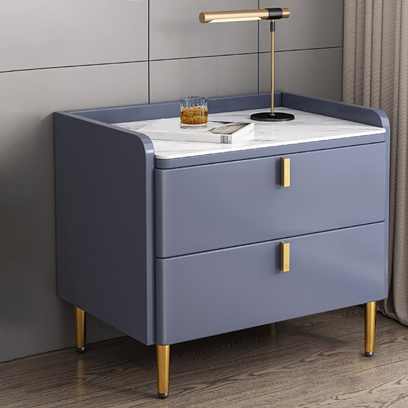 2 Drawers Stone Nightstand Glam Legs Included Bedside Cabinet ,18.5" Tall 20"L x 16"W x 18.5"H Blue 1 Piece Clearhalo 'Bedroom Furniture' 'furn' 'furn_night_stand' 'Furniture' 'night_stand' 'Nightstands' 6421196