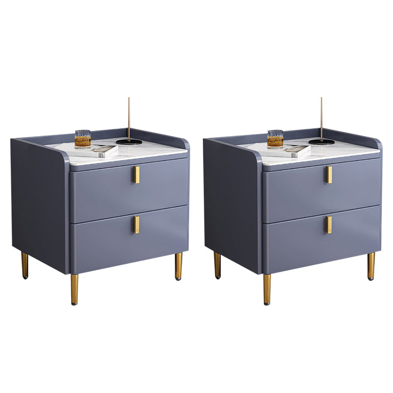 2 Drawers Stone Nightstand Glam Legs Included Bedside Cabinet ,18.5" Tall 16"L x 16"W x 18.5"H Blue 2 Piece Set Clearhalo 'Bedroom Furniture' 'furn' 'furn_night_stand' 'Furniture' 'night_stand' 'Nightstands' 6421208