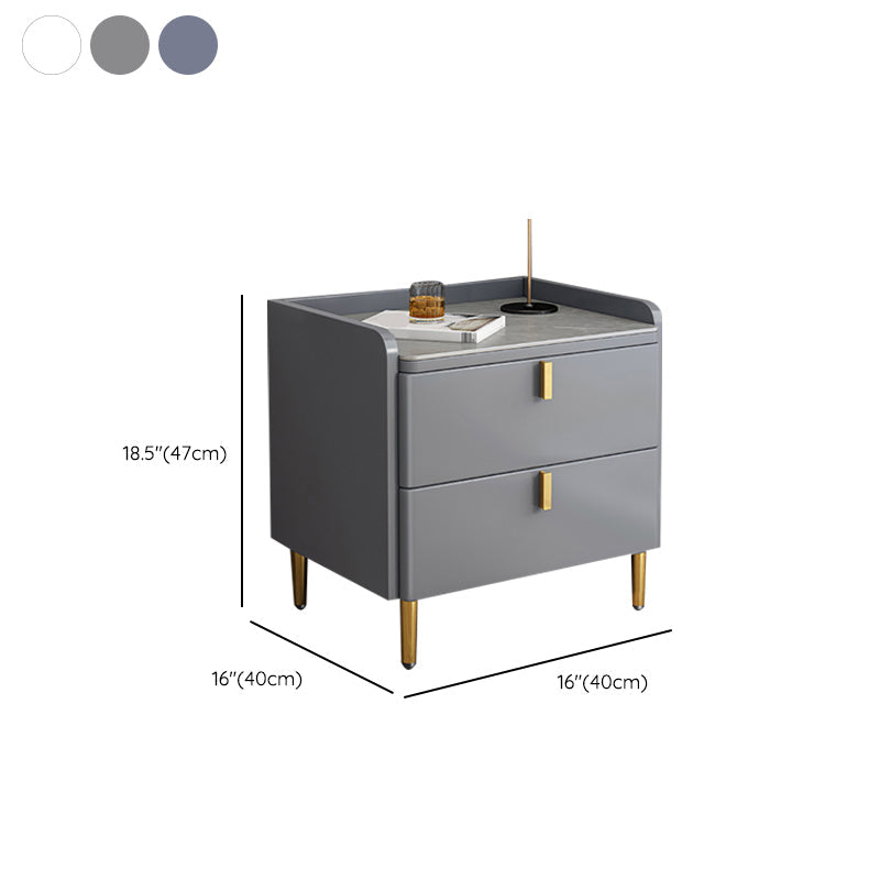 2 Drawers Stone Nightstand Glam Legs Included Bedside Cabinet ,18.5" Tall Clearhalo 'Bedroom Furniture' 'furn' 'furn_night_stand' 'Furniture' 'night_stand' 'Nightstands' 6421211
