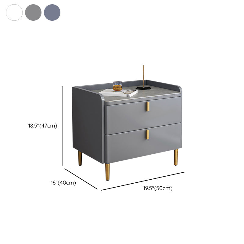 2 Drawers Stone Nightstand Glam Legs Included Bedside Cabinet ,18.5" Tall Clearhalo 'Bedroom Furniture' 'furn' 'furn_night_stand' 'Furniture' 'night_stand' 'Nightstands' 6421213