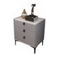 Modern Bedside Cabinet Stone Nightstand with 3 Drawers for Living Room