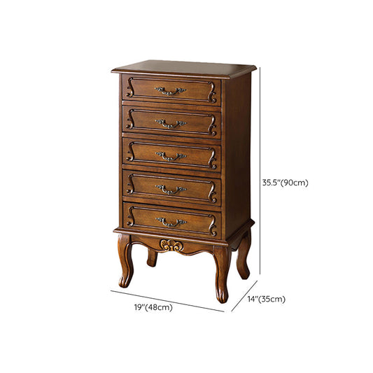 Traditional Rubber Wood Storage Chest Bedroom Chest with Drawers