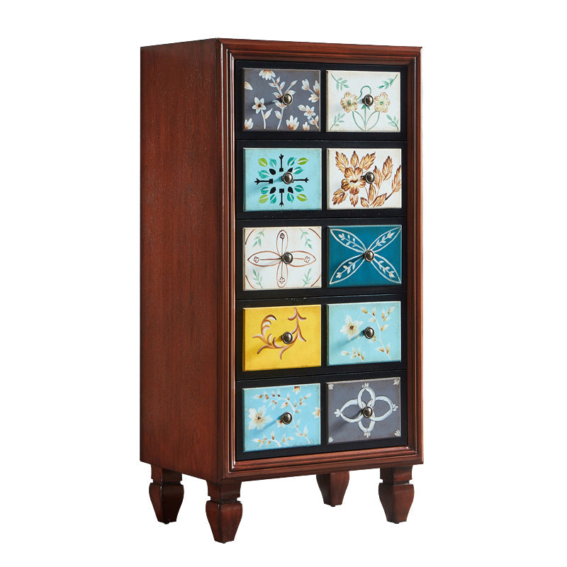 Traditional Bedroom Wooden Storage Chest Horizontal Chest with Drawers 24"L x 16"W x 47"H White-Brown Clearhalo 'Bedroom Furniture' 'Dressers & Chests' 'dressers_chests' 'furn' 'furn_dressers_chests' 'Furniture' 6421453