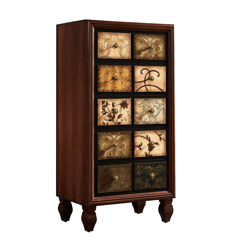 Traditional Bedroom Wooden Storage Chest Horizontal Chest with Drawers 24"L x 16"W x 47"H Nut-Brown Clearhalo 'Bedroom Furniture' 'Dressers & Chests' 'dressers_chests' 'furn' 'furn_dressers_chests' 'Furniture' 6421457