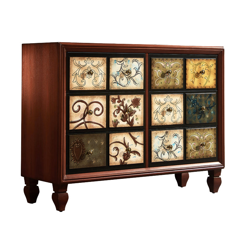 Traditional Bedroom Wooden Storage Chest Horizontal Chest with Drawers 47"L x 16"W x 35"H Nut-Brown Clearhalo 'Bedroom Furniture' 'Dressers & Chests' 'dressers_chests' 'furn' 'furn_dressers_chests' 'Furniture' 6421458
