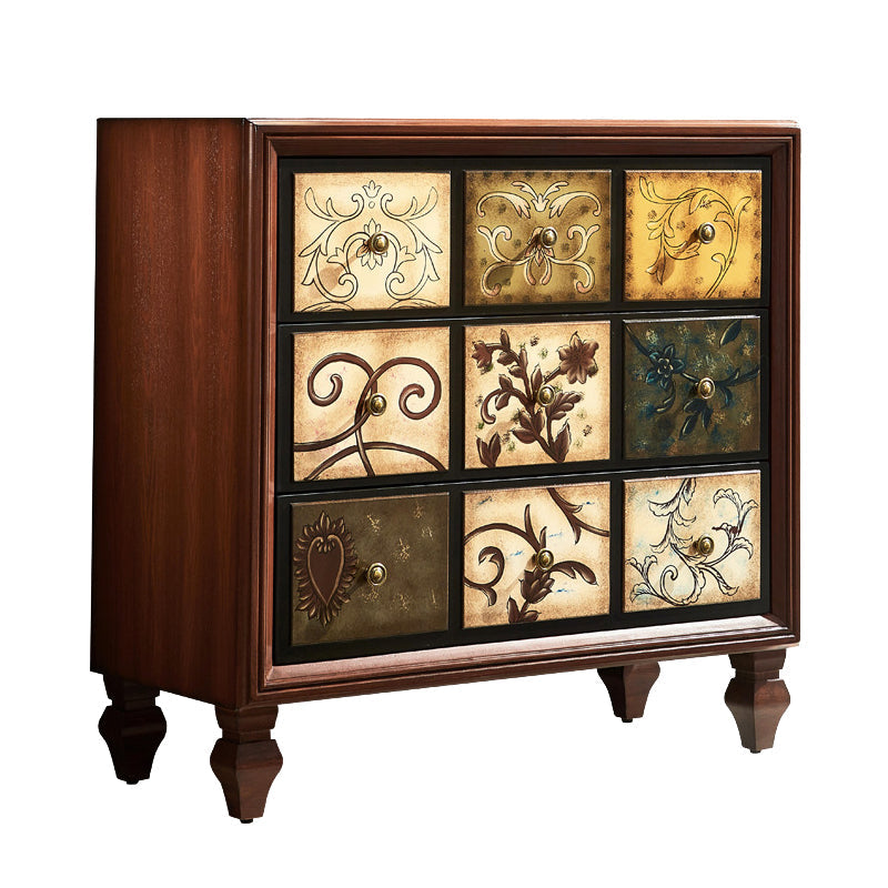Traditional Bedroom Wooden Storage Chest Horizontal Chest with Drawers 35.4"L x 16.1"W x 35.4"H Nut-Brown Clearhalo 'Bedroom Furniture' 'Dressers & Chests' 'dressers_chests' 'furn' 'furn_dressers_chests' 'Furniture' 6421460
