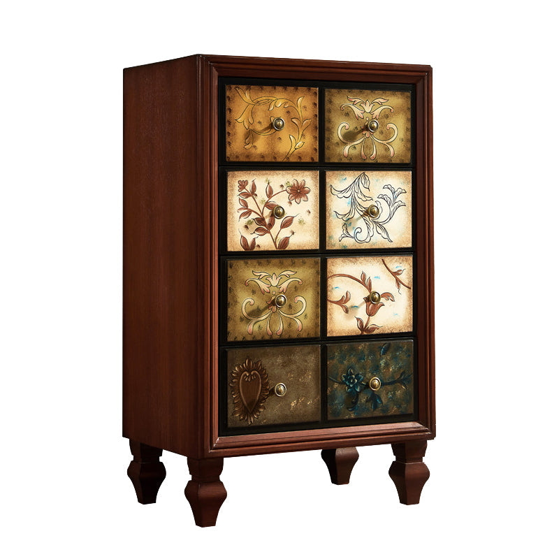 Traditional Bedroom Wooden Storage Chest Horizontal Chest with Drawers 23.6"L x 16.1"W x 39.8"H Nut-Brown Clearhalo 'Bedroom Furniture' 'Dressers & Chests' 'dressers_chests' 'furn' 'furn_dressers_chests' 'Furniture' 6421462