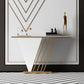 Glam Marble Console Table 12" W Stain Resistant Accent Table for Hall 55"L x 12"W x 31"H White Clearhalo 'Console Tables' 'console_tables' 'Entry & Mudroom Furniture' 'furn' 'furn_console_tables' 'Furniture' 6421628