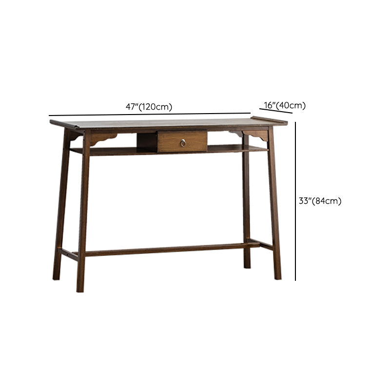 Mesa de consola moderna de mediados de siglo Mesa de consola de rectángulo de madera maciza marrón oscuro