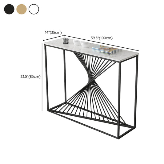Contemporary Console Accent Table Antique Finish Console Sofa Table in Marble