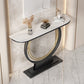 Glam Stone Console Table Half Moon Stain Resistant Accent Table for Hall