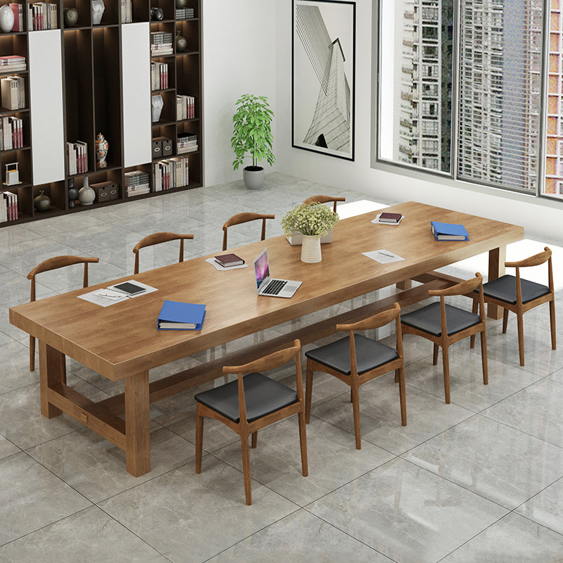 27" Wide Contemporary Writing Desk Solid Wood Brown Office Desk 59.1"L x 27.6"W x 29.5"H Clearhalo 'furn' 'furn_office_desk' 'Furniture' 'Office Desks' 'Office Furniture' 'office_desk' 6422701