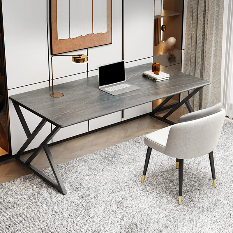 29.53" H Contemporary Office Desk Antique Finish Computer Desk with Metal Legs Clearhalo 'furn' 'furn_office_desk' 'Furniture' 'Office Desks' 'Office Furniture' 'office_desk' 6422717