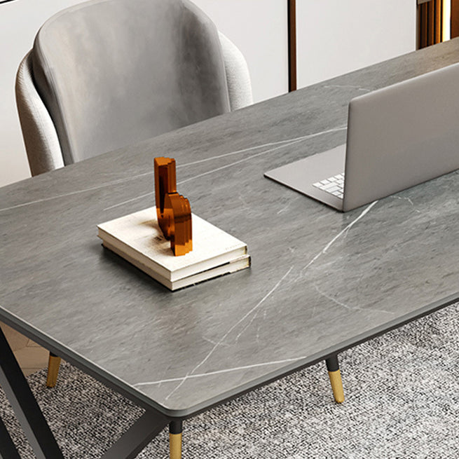 29.53" H Contemporary Office Desk Antique Finish Computer Desk with Metal Legs Clearhalo 'furn' 'furn_office_desk' 'Furniture' 'Office Desks' 'Office Furniture' 'office_desk' 6422719