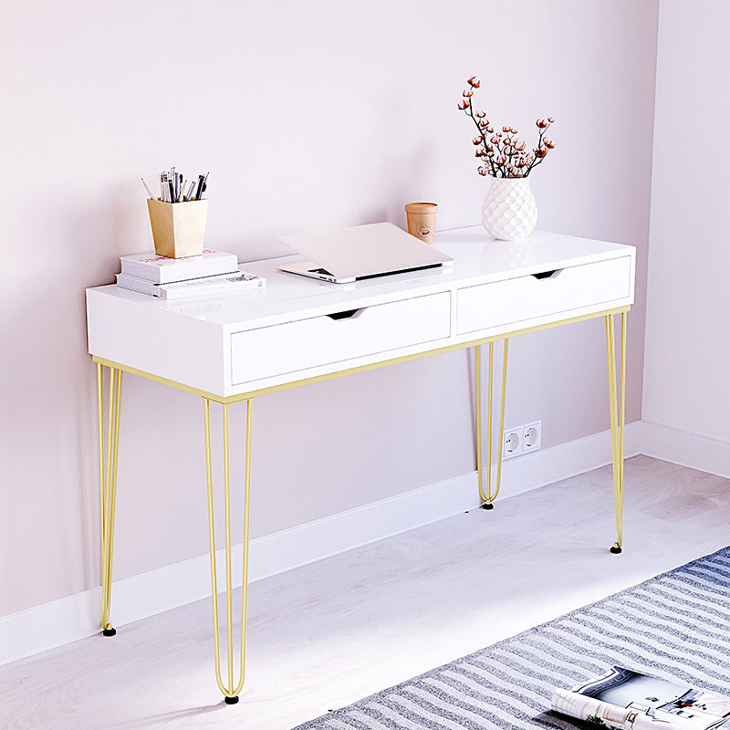 15 "Wide Glam Writing Desk rechthoekig wit houten bureau