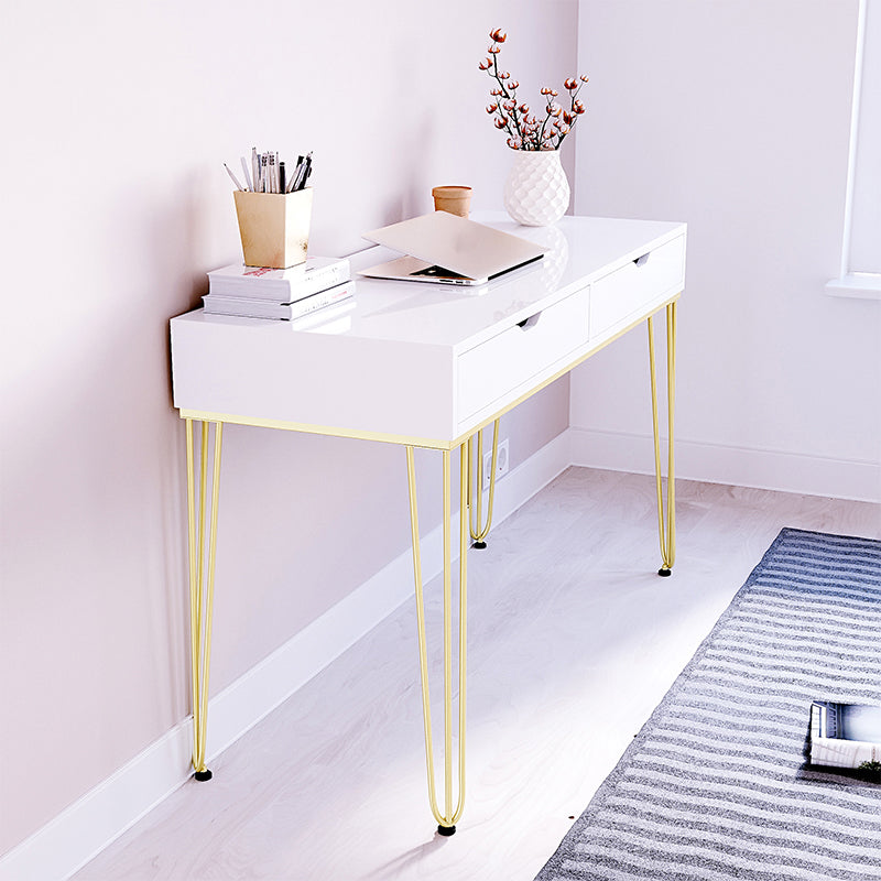 15 "Wide Glam Writing Desk rechthoekig wit houten bureau