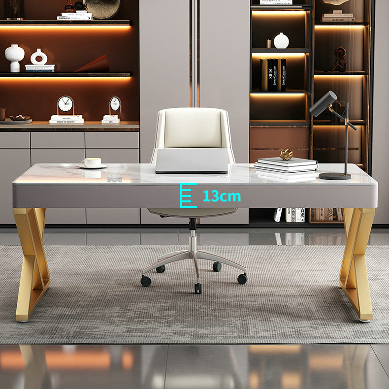 White Glam Writing Desk Rectangular Office Desk with Drawers Clearhalo 'furn' 'furn_office_desk' 'Furniture' 'Office Desks' 'Office Furniture' 'office_desk' 6422749