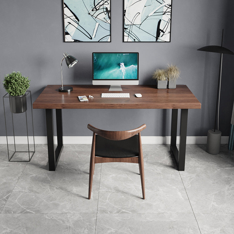 Home or Office Rectangular Office Desk Brown Industrial Sled Writing Desk 55.1"L x 27.6"W x 29.5"H Clearhalo 'furn' 'furn_office_desk' 'Furniture' 'Office Desks' 'Office Furniture' 'office_desk' 6422798