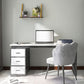 Contemporary White Office Desk Rectangular Writing Desk for Bedroom 55.1"L x 23.6"W x 29.5"H White-Black Clearhalo 'furn' 'furn_office_desk' 'Furniture' 'Office Desks' 'Office Furniture' 'office_desk' 6422859
