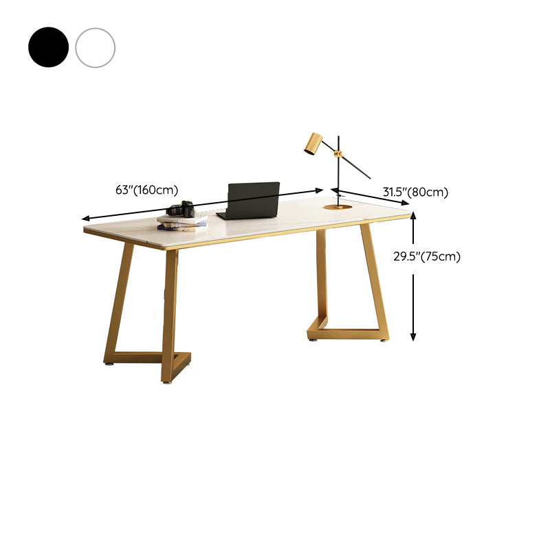 29"H Glam Writing Desk Rectangular Office Desk with Metal Legs Clearhalo 'furn' 'furn_office_desk' 'Furniture' 'Office Desks' 'Office Furniture' 'office_desk' 6422878