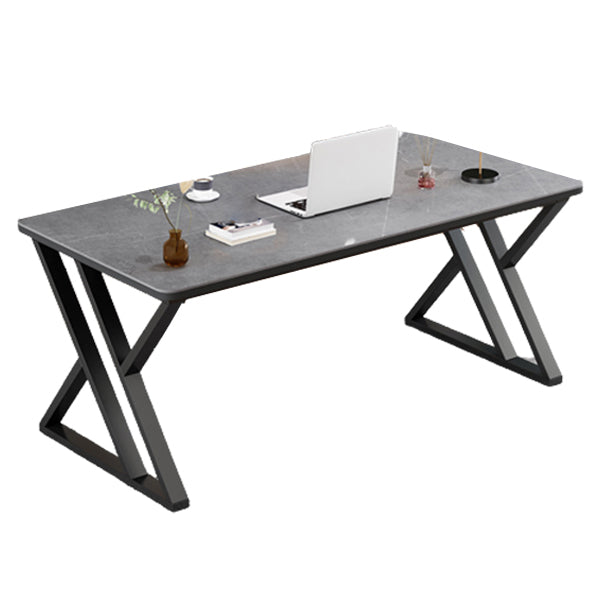 Contemporary Office Desk Black Computer Desk with Metal Legs Gray Clearhalo 'furn' 'furn_office_desk' 'Furniture' 'Office Desks' 'Office Furniture' 'office_desk' 6422946