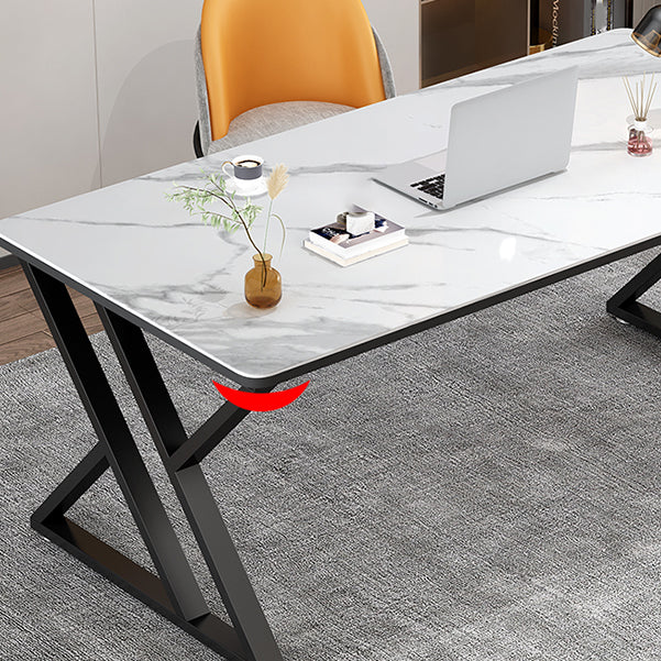 Contemporary Office Desk Black Computer Desk with Metal Legs Clearhalo 'furn' 'furn_office_desk' 'Furniture' 'Office Desks' 'Office Furniture' 'office_desk' 6422947