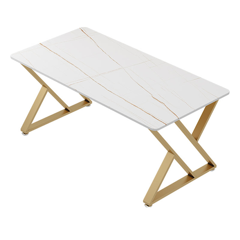 Glam Style Stone Computer Desk Rectangular Office Desk with Metal Legs Gold Clearhalo 'furn' 'furn_office_desk' 'Furniture' 'Office Desks' 'Office Furniture' 'office_desk' 6422997
