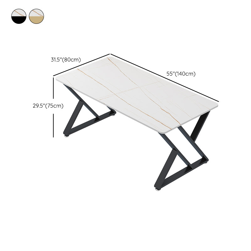 Glam Style Stone Computer Desk Rectangular Office Desk with Metal Legs Clearhalo 'furn' 'furn_office_desk' 'Furniture' 'Office Desks' 'Office Furniture' 'office_desk' 6423002