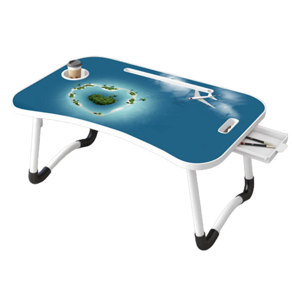 Bedroom 10.24" Tall Laptop Table Floating Wooden Writing Desk Lake Blue-White 1 Clearhalo 'furn' 'furn_office_desk' 'Furniture' 'Office Desks' 'Office Furniture' 'office_desk' 6423026