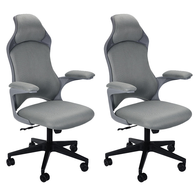 Modern Desk Chair Mesh Conference Chair High-Back Chair in Gray 2 Piece Set Clearhalo 'furn' 'furn_office_chair' 'Furniture' 'Office Chairs' 'Office Furniture' 'office_chair' 6424017